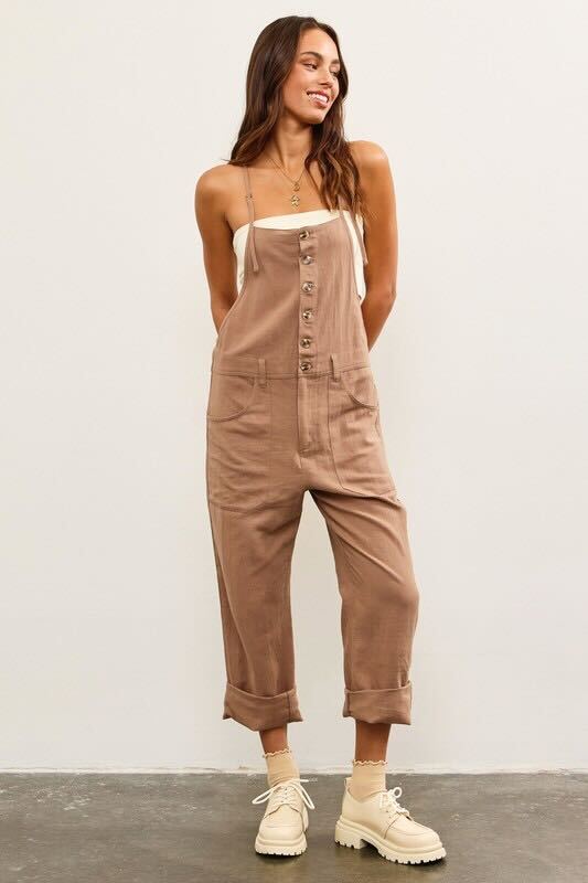 Button Strappy Jumpsuit Large